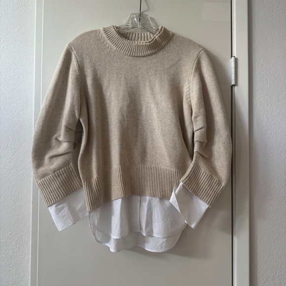 Brochu Walker Raya Ruched Crew Looker in Bisque & White size XS - Picture 6 of 9